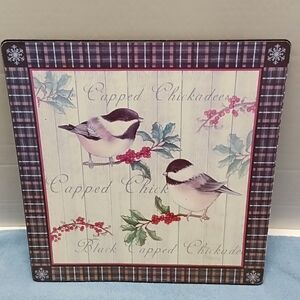 Chickadee Birds Decorative Tin Wall Picture Sign Plaque Size 12" In X 12" In